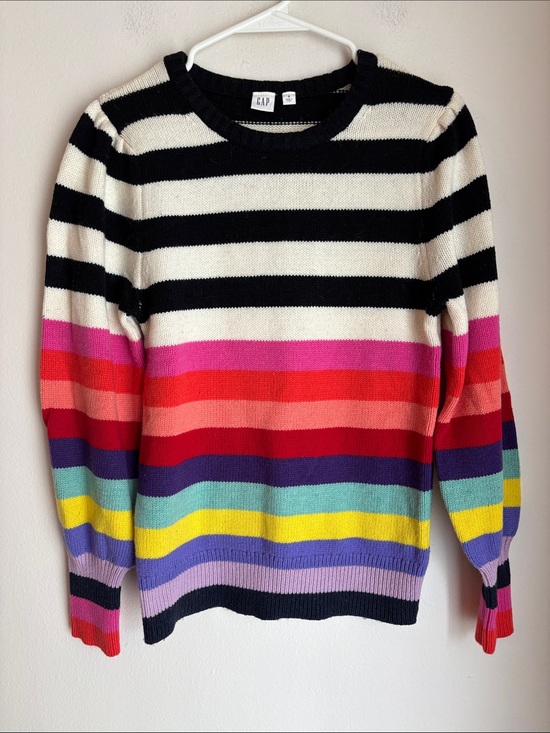 GAP Sweaters - GAP Women's Multicolor Rainbow Striped merino wool Crewneck Sweater Small EUC